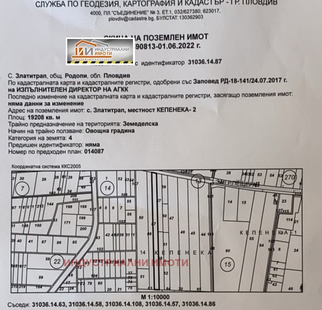 Продава ПАРЦЕЛ, гр. Пловдив, Пещерско шосе