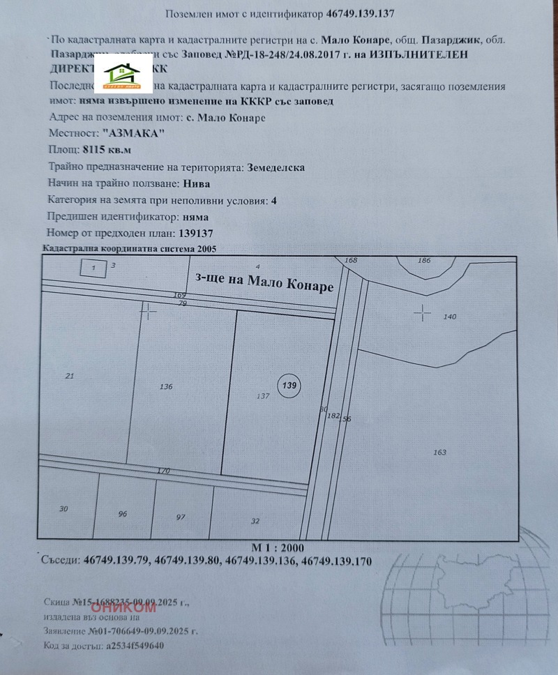 Продава ПАРЦЕЛ в град Пазарджик, Промишлена зона - Изток - 8114 кв.м / 162 280 € » 317 392.09 лв., ОНИКОМ