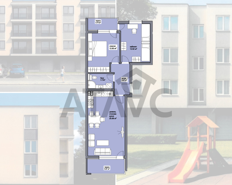 Продава 3-СТАЕН, гр. Пловдив, Прослав