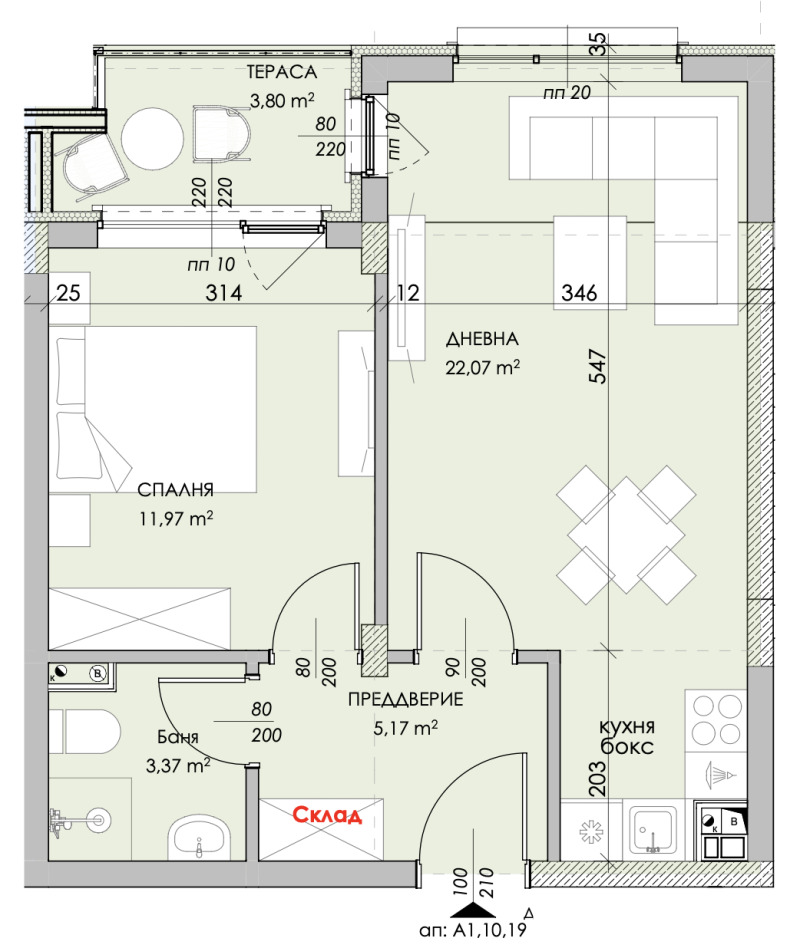 Продава  2-стаен град Пловдив , Беломорски , 66 кв.м | 64572719 - изображение [2]