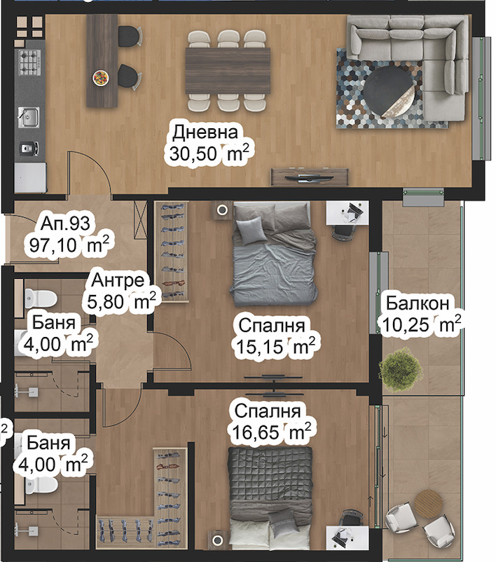 Eladó  2 hálószobás Plovdiv , Peshtersko sose , 121 négyzetméter | 46520506