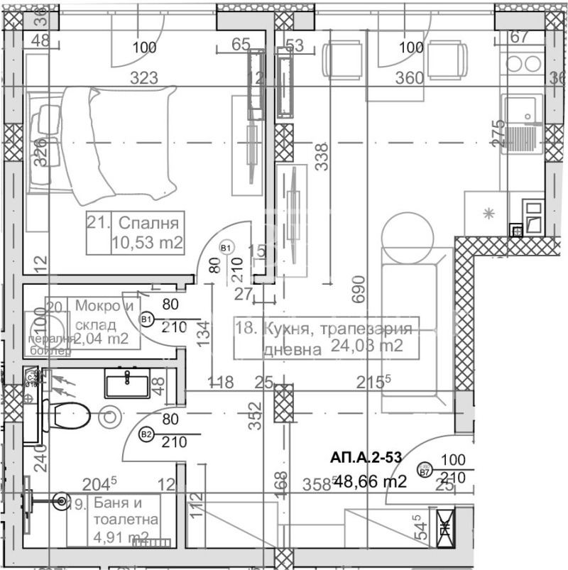 Eladó  1 hálószoba Varna , Pobeda , 54 négyzetméter | 47016679