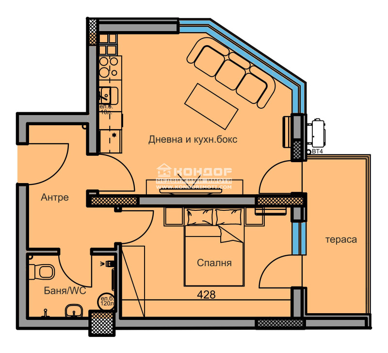 Продава  2-стаен град Пловдив , Младежки Хълм , 63 кв.м | 66027630 - изображение [2]