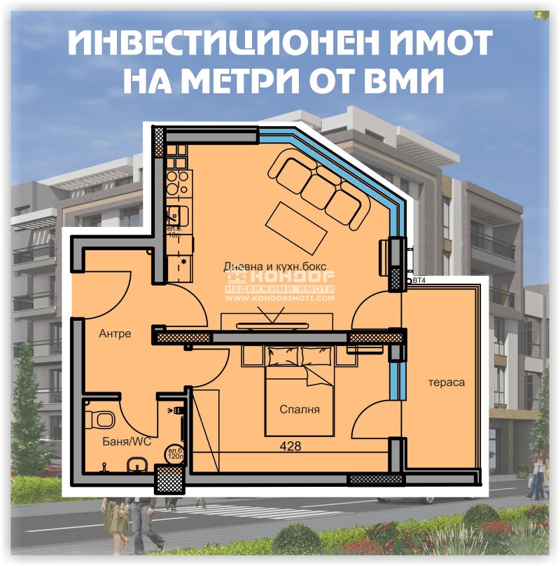 Продава  2-стаен град Пловдив , Младежки Хълм , 63 кв.м | 66027630