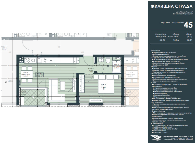 Myytävänä  1 makuuhuone Sofia , Zona B-5 , 69 neliömetriä | 85697120 - kuva [5]