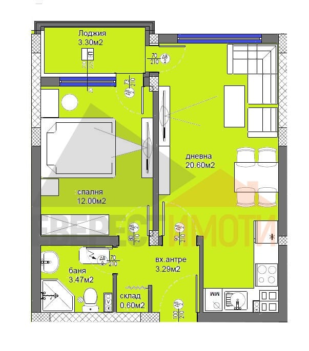 En venta  1 dormitorio Plovdiv , Jristo Smirnenski , 59 metros cuadrados | 57912466 - imagen [2]