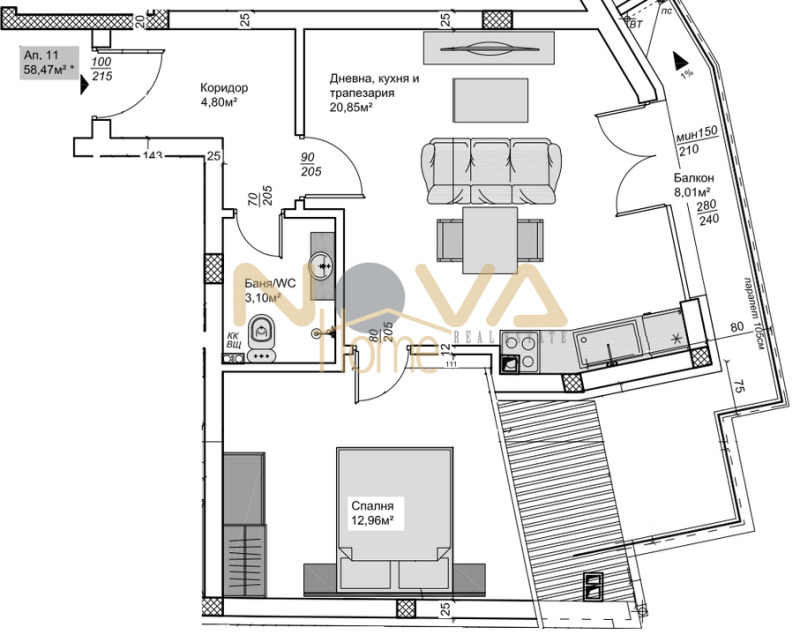 Продава 2-СТАЕН, гр. Варна, Гранд Мол, снимка 3 - Aпартаменти - 49583038