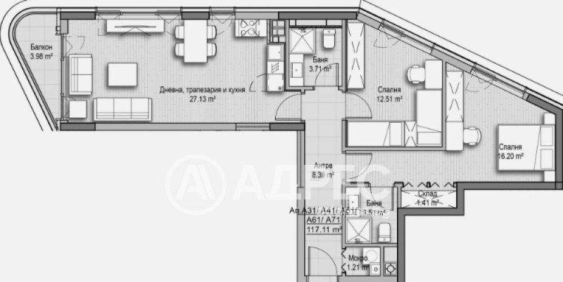 Na prodej  2 ložnice Sofia , Chladilnika , 117 m2 | 73979487