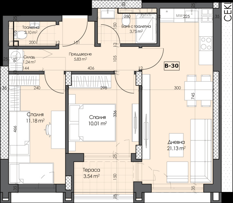 À venda  2 quartos Plovdiv , Gagarin , 86 m² | 78496423 - imagem [2]