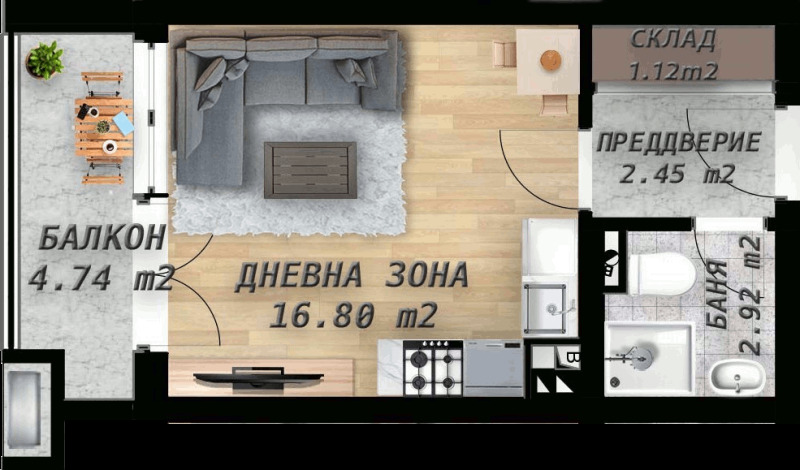 Продава 1-СТАЕН, гр. Пловдив, Беломорски, снимка 2 - Апартаменти - 53324362