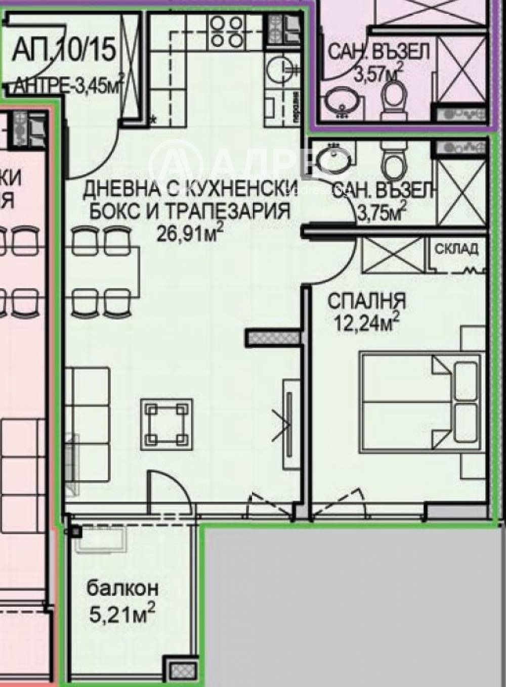 Продава 2-СТАЕН, гр. София, Обеля 2, снимка 4 - Апартаменти - 54042009
