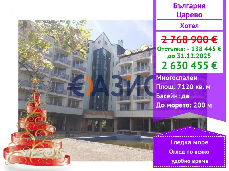 Продава ХОТЕЛ, гр. Царево, област Бургас