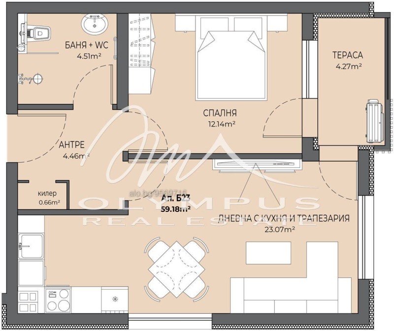 Продается  1 спальня Пловдив , Остромила , 67 кв.м | 67016525 - изображение [2]