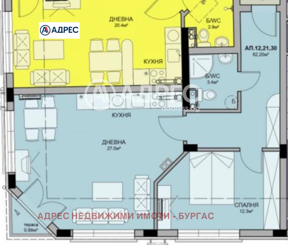 Продава 2-СТАЕН, гр. Бургас, област Бургас, снимка 3 - Апартаменти - 54051297