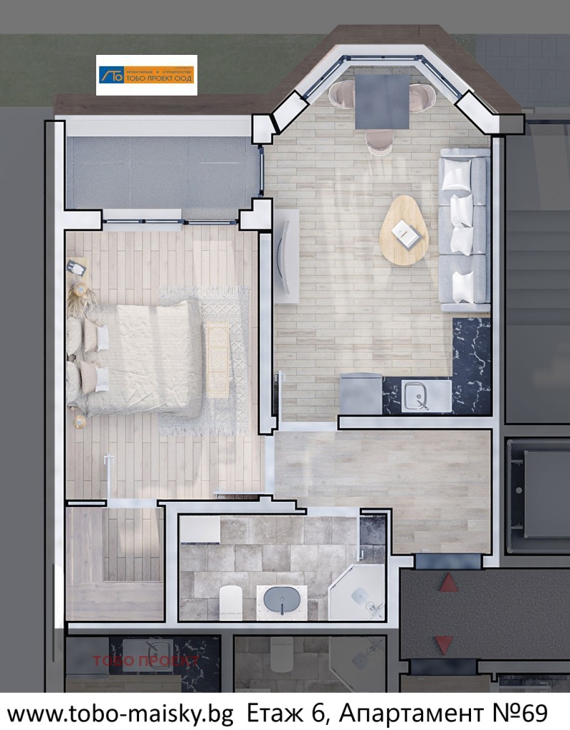 In vendita  1 camera da letto Sofia , Liulin 10 , 72 mq | 46389244 - Immagine [2]