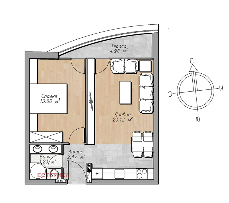 Zu verkaufen  1 Schlafzimmer Sofia , Oborishte , 67 qm | 78701692