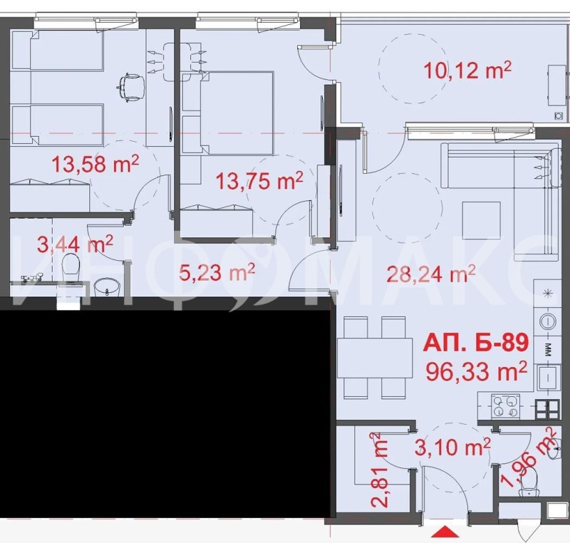 Satılık  2 yatak odası Burgas , Slaveykov , 113 metrekare | 66694788