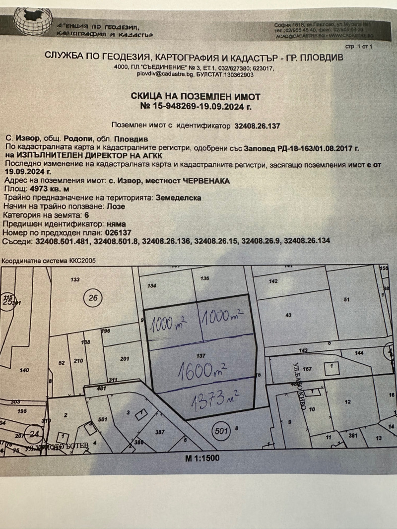 Продава  Парцел област Пловдив , с. Извор , 1000 кв.м | 83021739 - изображение [3]
