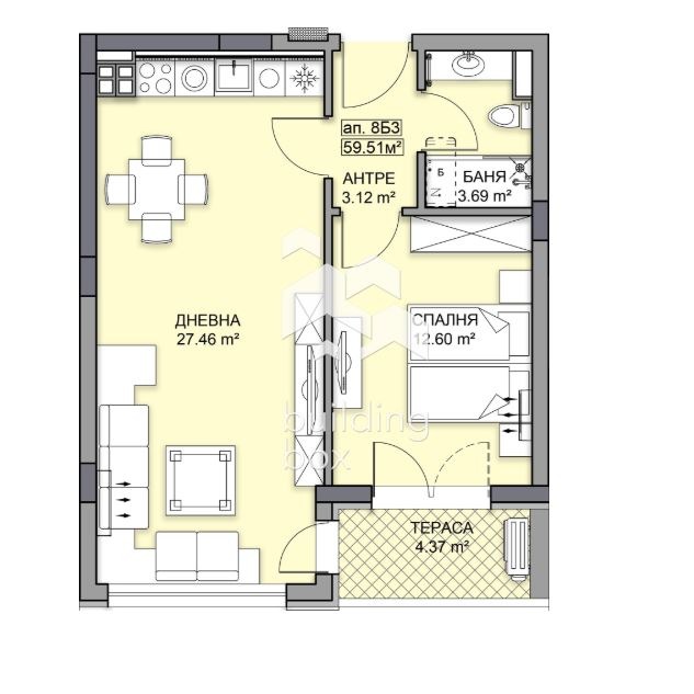 Te koop  1 slaapkamer Plovdiv , Gagarin , 71 m² | 57888668 - afbeelding [2]