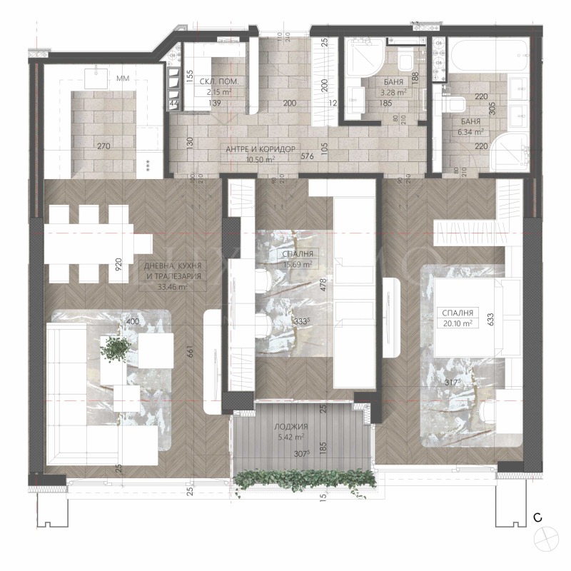 Продаја  2 спаваће собе Софија , Младост 3 , 132 м2 | 75973767 - слика [2]