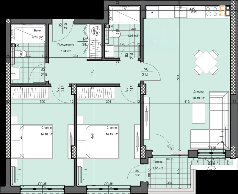 Zu verkaufen  2 Schlafzimmer Plowdiw , Gagarin , 109 qm | 15511192 - Bild [2]