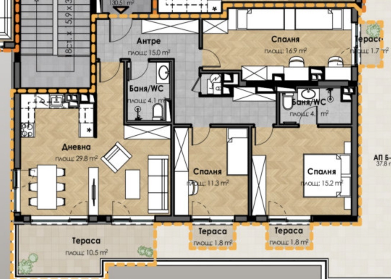 Продава 4-СТАЕН, гр. София, Малинова долина, снимка 3 - Апартаменти - 55511343
