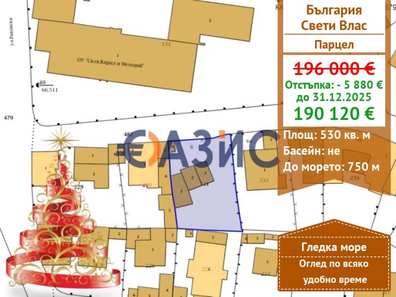 Продава ПАРЦЕЛ, гр. Свети Влас, област Бургас