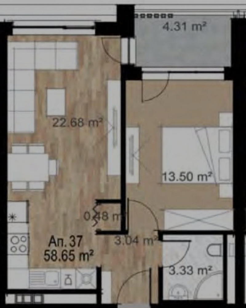 Zu verkaufen  1 Schlafzimmer Sofia , Zona B-5 , 70 qm | 77864926 - Bild [9]