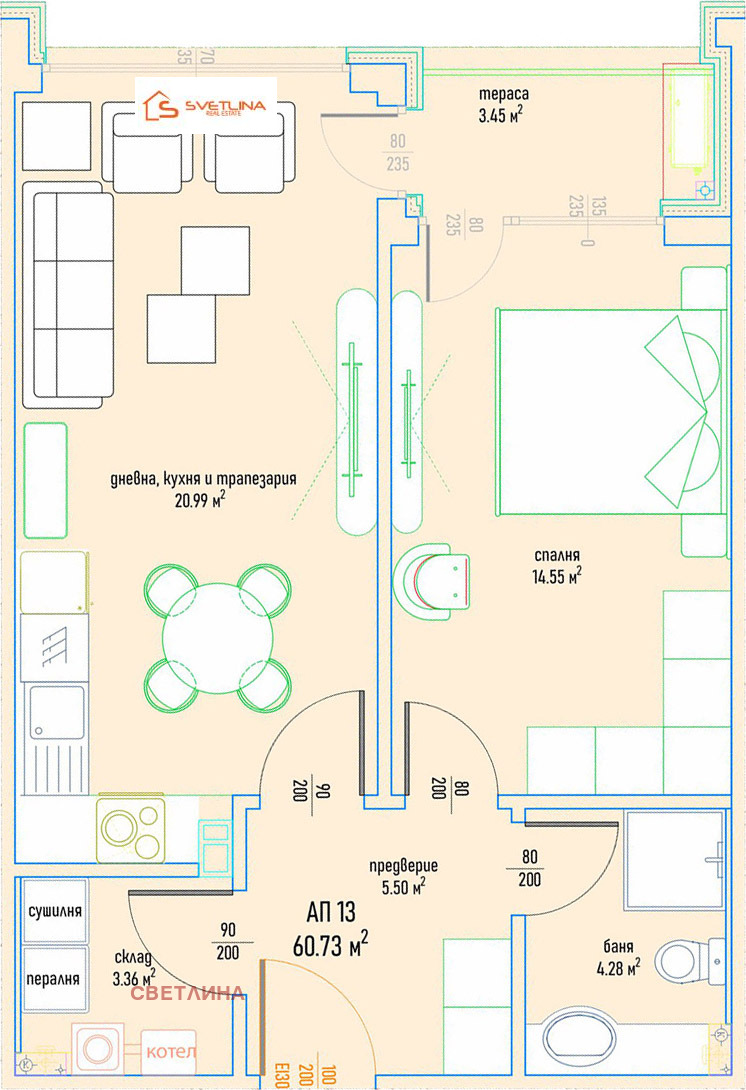 Till salu  1 sovrum Sofia , Simeonovo , 74 kvm | 95536576 - bild [8]