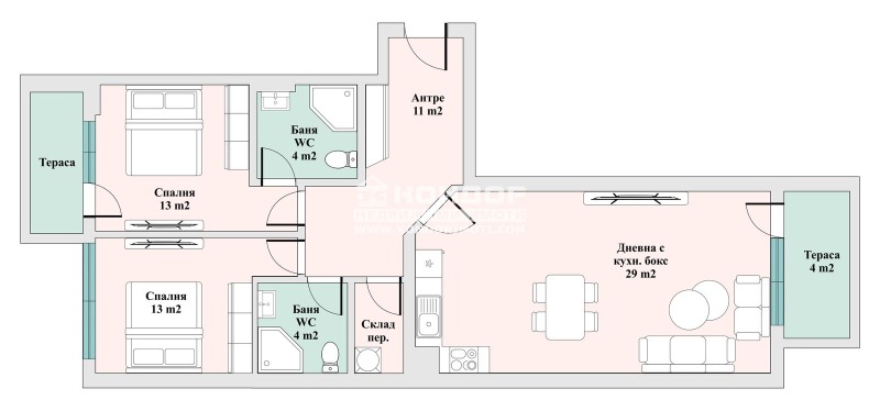 Продаја  2 спаваће собе Пловдив , Тракија , 116 м2 | 10509752 - слика [2]