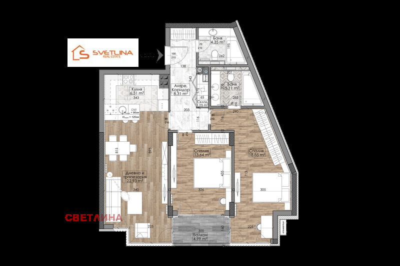 Продава 3-СТАЕН в град София, Манастирски ливади - 110 кв.м / 317 028 € » 620 052.87 лв., СВЕТЛИНА