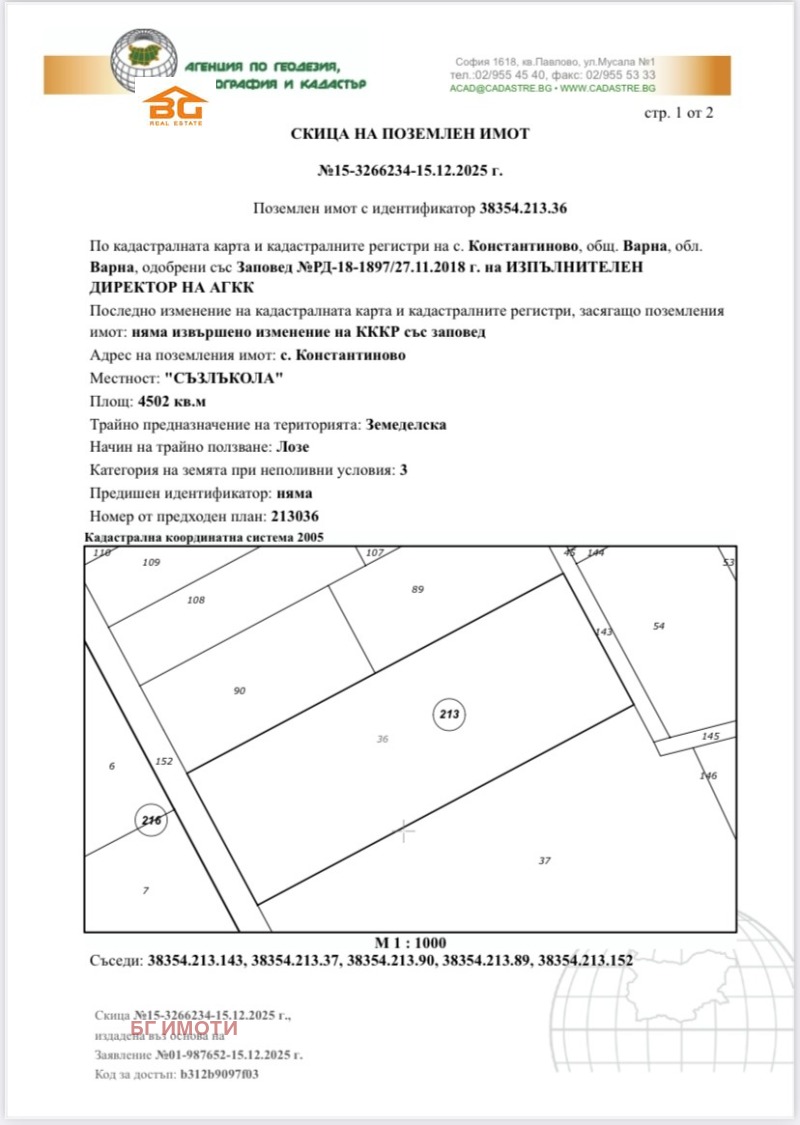 Продава ЗЕМЕДЕЛСКА ЗЕМЯ, гр. Варна, с. Константиново