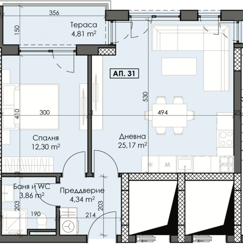 En venta  1 dormitorio Plovdiv , Trakiya , 72 metros cuadrados | 34710877