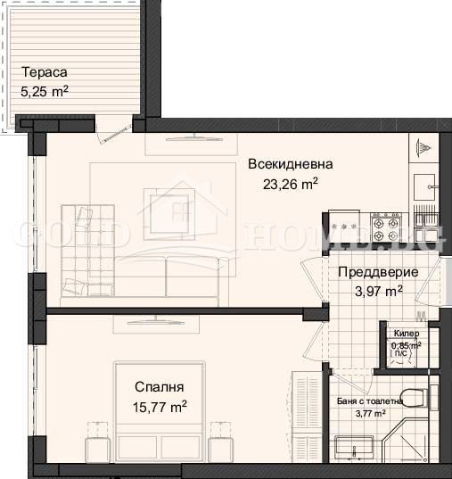 Продаја  1 спаваћа соба Пловдив , Гагарин , 74 м2 | 30370642 - слика [2]