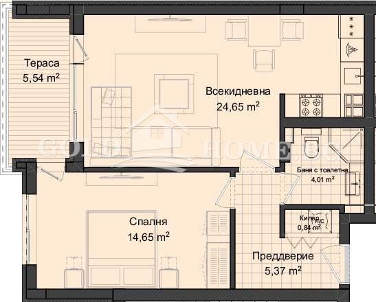 Продаја  1 спаваћа соба Пловдив , Гагарин , 74 м2 | 30370642 - слика [4]