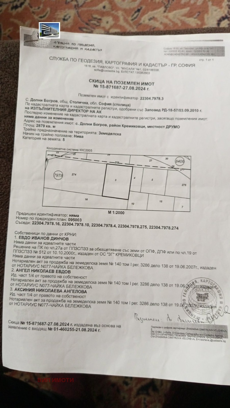 Til salg  Grund Sofia , Dolni Bogrov , 2879 kvm | 53317123