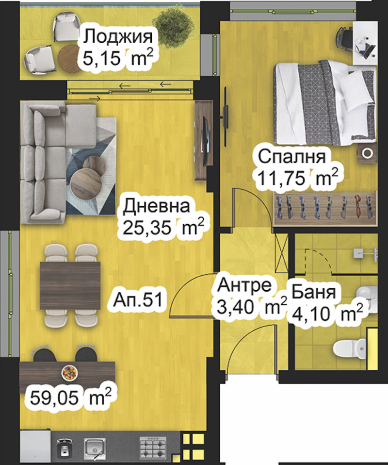 Myytävänä  1 makuuhuone Plovdiv , Peštersko šose , 74 neliömetriä | 78736174 - kuva [3]
