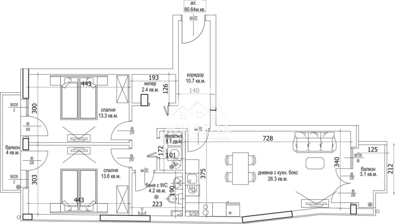 Zu verkaufen  2 Schlafzimmer Warna , Zweten kwartal , 104 qm | 10281010 - Bild [3]