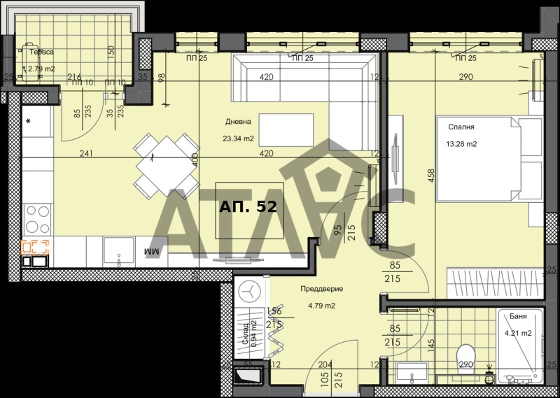 Продава  2-стаен, град Пловдив, Гагарин • 65 291 EUR • ID 96381494 — holmes.bg - [1] 