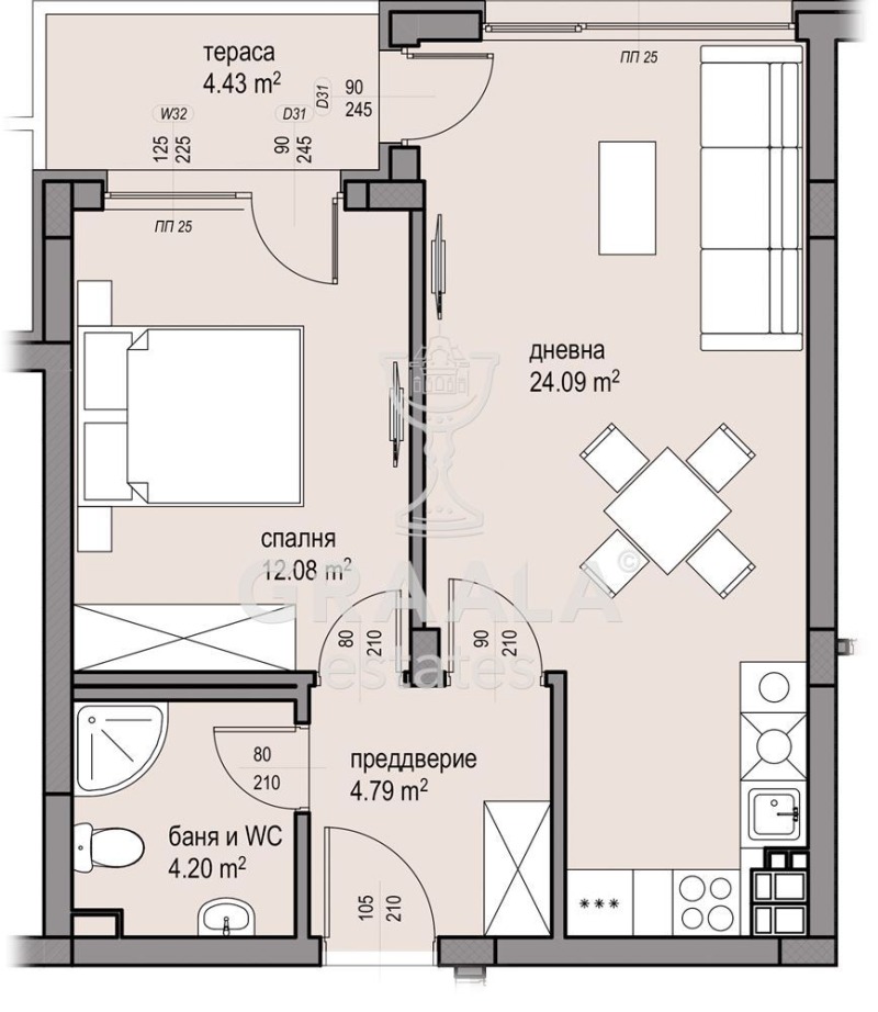 En venta  1 dormitorio Sofia , Malinova dolina , 76 metros cuadrados | 82731747 - imagen [4]