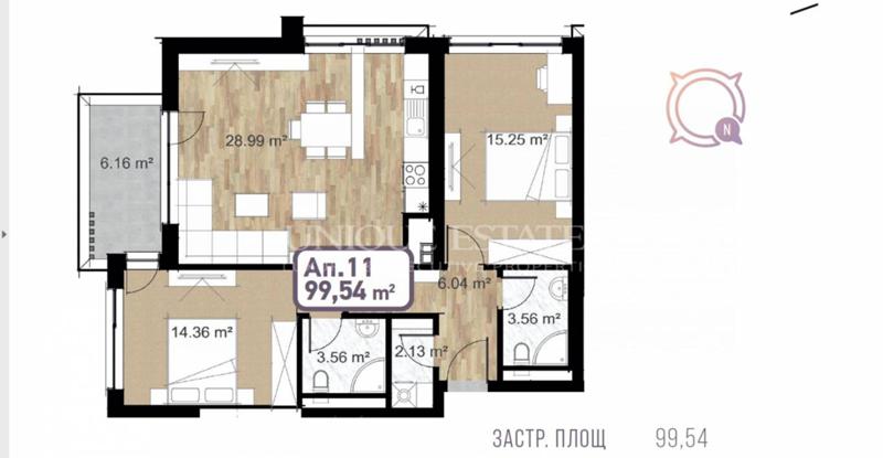 En venta  2 dormitorios Sofia , Tsentar , 109 metros cuadrados | 47017547 - imagen [6]