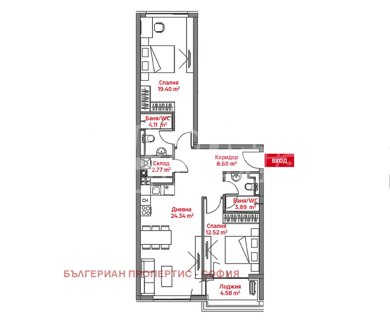 Продава 3-СТАЕН, гр. София, Манастирски ливади, снимка 3 - Aпартаменти - 49450087