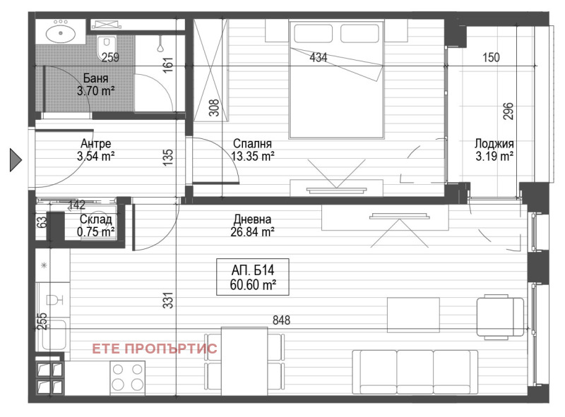 Till salu  1 sovrum Sofia , Zona B-5-3 , 72 kvm | 25134637 - bild [2]