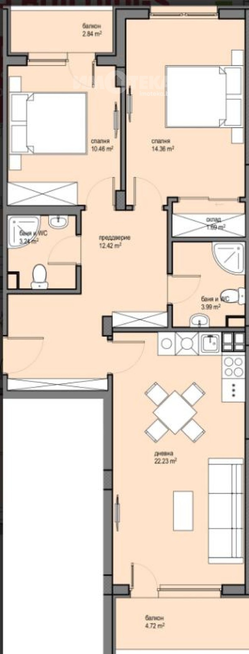 Zu verkaufen  2 Schlafzimmer Sofia , Krasna poljana 2 , 103 qm | 63535591 - Bild [3]