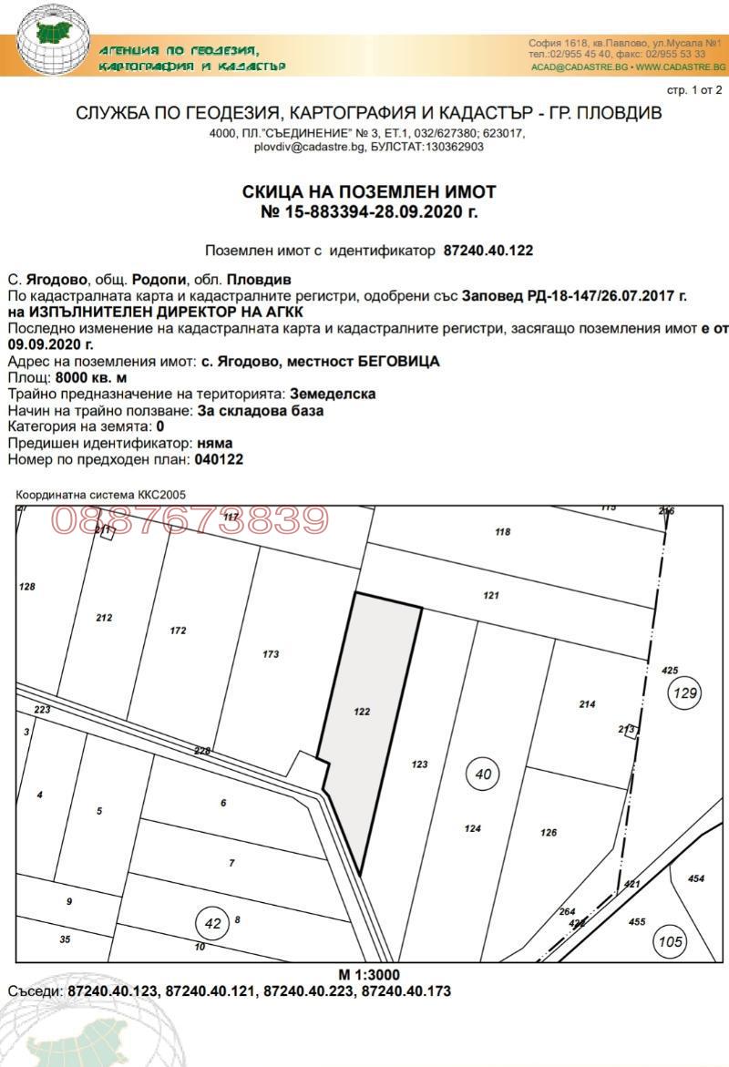 Продава ПАРЦЕЛ, с. Ягодово, област Пловдив, снимка 2 - Парцели - 52782071
