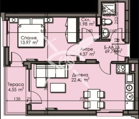 Продава 2-стаен град Бургас Изгрев - [1] 