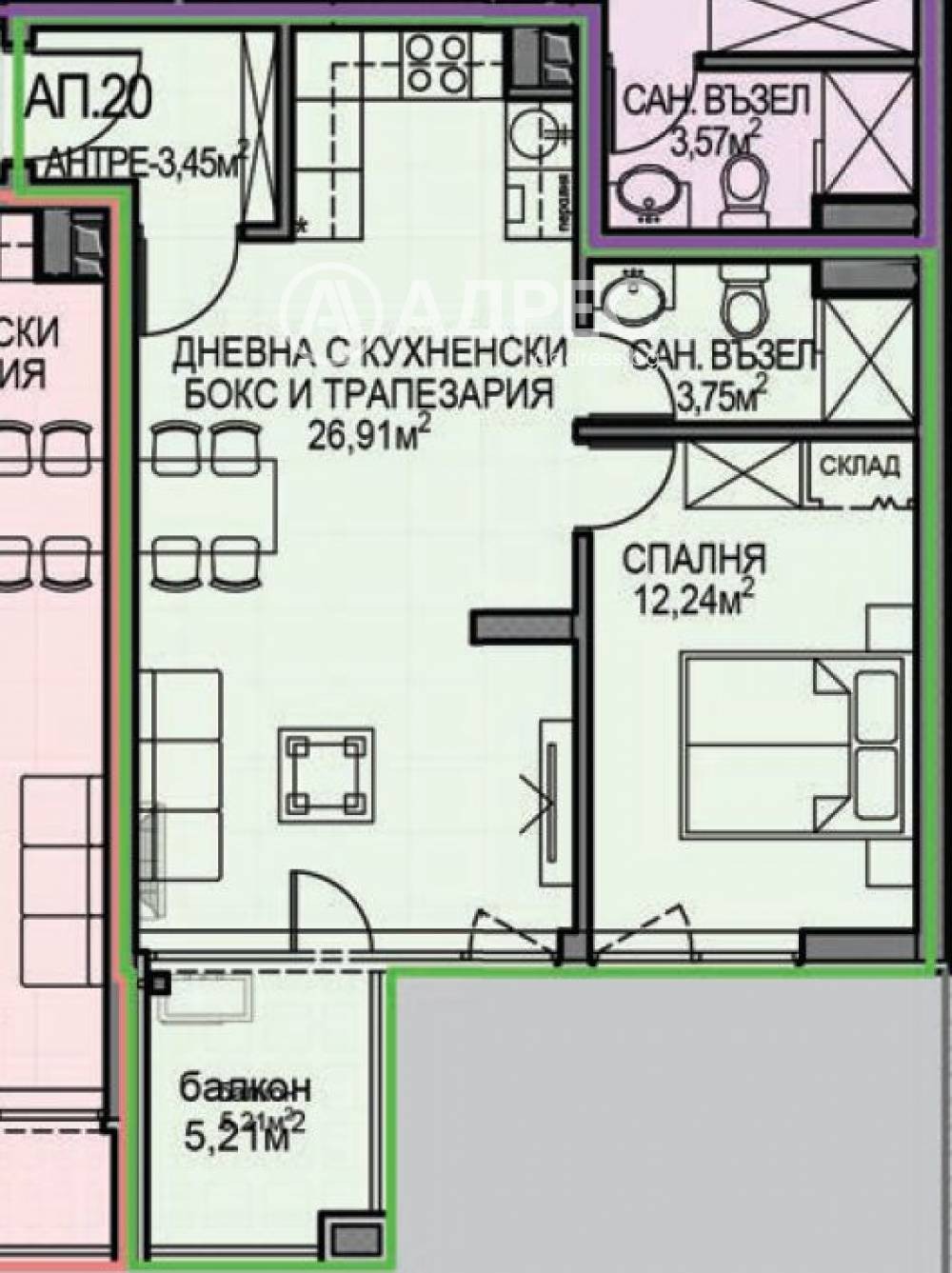 Продава 2-СТАЕН, гр. София, Обеля 2, снимка 4 - Апартаменти - 55457244