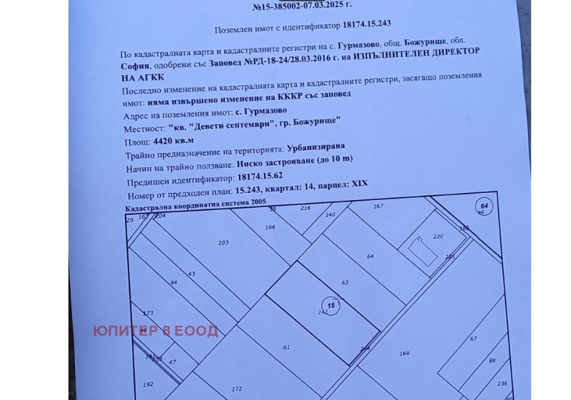 Продава ПАРЦЕЛ, гр. Божурище, област София област, снимка 1 - Парцели - 49428602