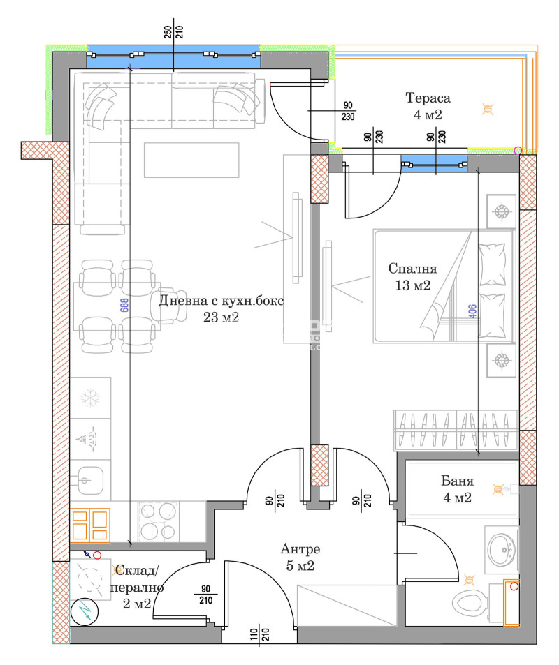 À venda  1 quarto Plovdiv , Vastanitcheski , 67 m² | 13561763 - imagem [2]
