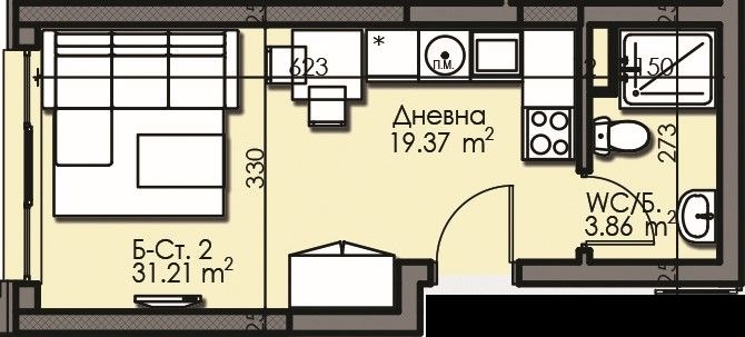 Til salg  Studie Burgas , Izgrev , 34 kvm | 82385615 - billede [2]